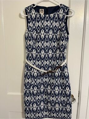 Anne Klein Navy and White  with belt sleeveless the belt has damage old dress